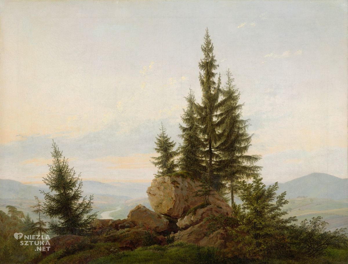 Caspar David Friedrich, Widok na dolinę Łaby, Sztuka Niemiecka, Romantyzm, Niezła Sztuka