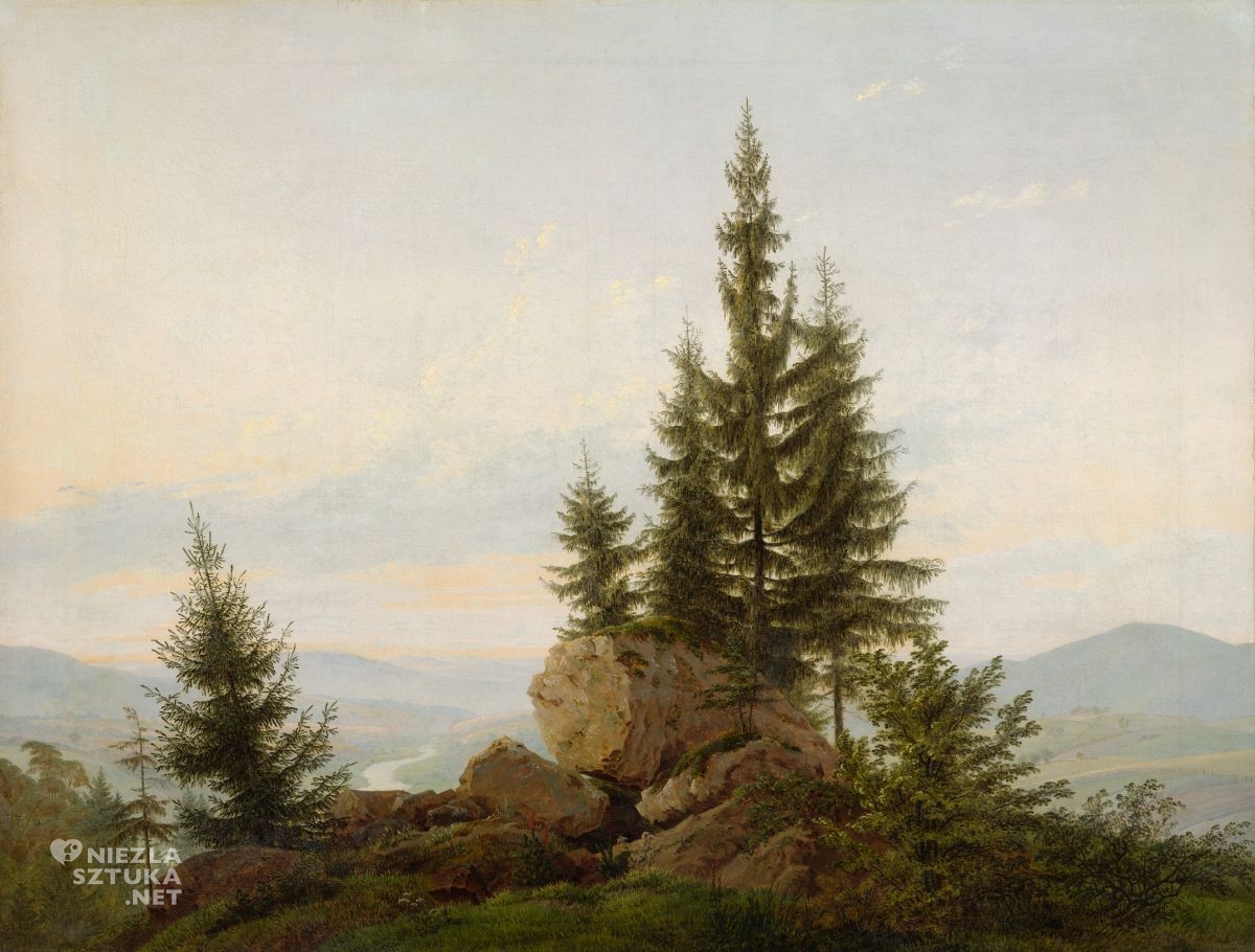 Caspar David Friedrich, Widok na dolinę Łaby, Sztuka Niemiecka, Romantyzm, Niezła Sztuka