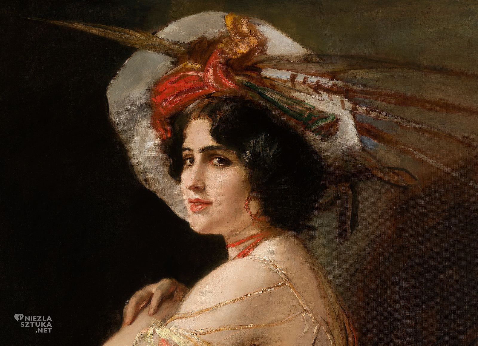 Friedrich August von Kaulbach, Rosaria Guerrero jako Carmen, olej, płótno, sztuka niemiecka, portret, portret kobiety, niezła sztuka