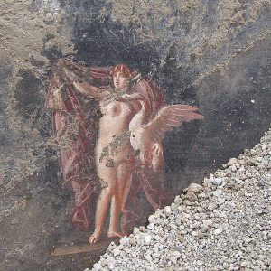 Leda uwodzona przez Zeusa, fresk, Pompeje, sztuka starożytna, Niezła Sztuka