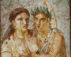 Satyr, Pompeje, Casa di L. Cecilio Giocondo, sekretny gabinet wykopaliska, freski z Pompejów, sztuka starożytna, sztuka erotyczna, lupanar, niezła sztuka