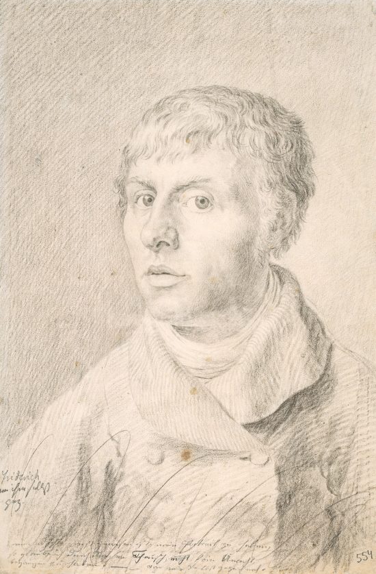 Caspar David Friedrich, Autoportret, szkic, papier, portret artysty, portret, sztuka niemiecka, niezła sztuka