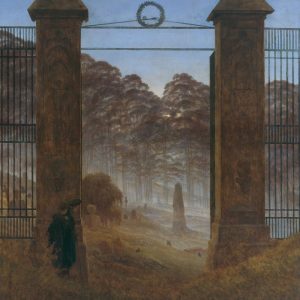 Caspar David Friedrich, Cmentarz, olej, płótno, pejzaż, brama, sztuka niemiecka, romantyzm, Niezła Sztuka