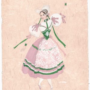 Alicja Halicka, projekt kostiumów, Le Baiser de la Fée, balet, kostiumy, kobiety w sztuce, rysunek, akwarela, niezła sztuka