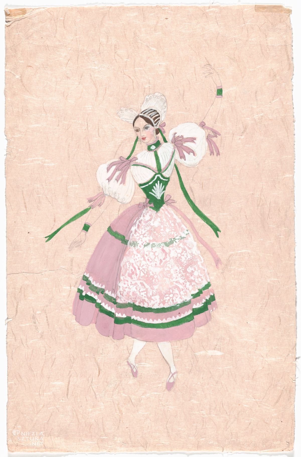 Alicja Halicka, projekt kostiumów, Le Baiser de la Fée, balet, kostiumy, kobiety w sztuce, rysunek, akwarela, niezła sztuka