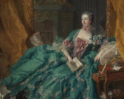 François Boucher, Portret Madame de Pompadour, sztuka francuska, kobiety w sztuce, leżąca, czytająca kobieta, arystokracja, niezła sztuka