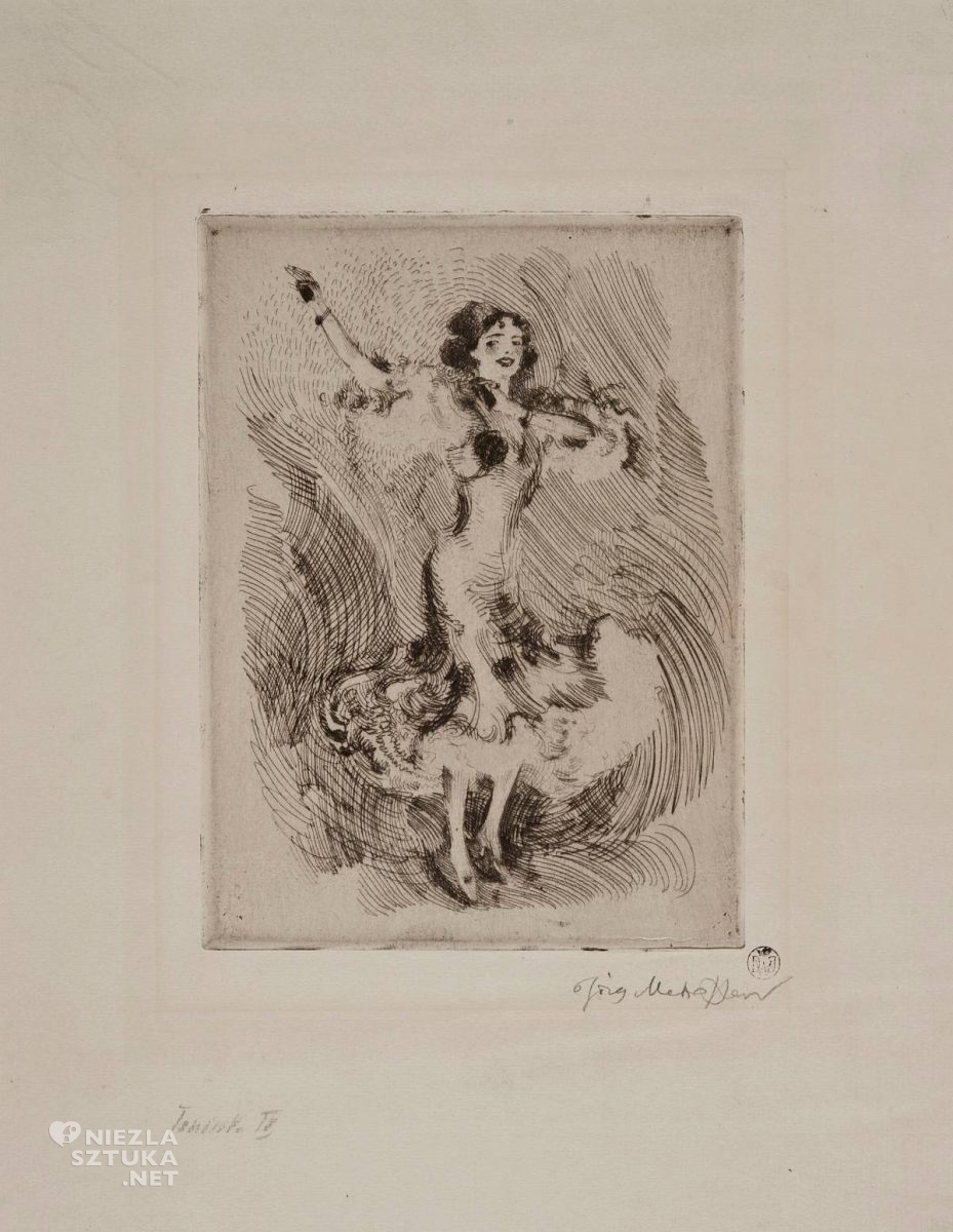 Józef Mehoffer, Z kastanietami, odbitka graficzna, tańcząca kobieta, tancerka, Tancerka - Guerrero, taniec, kobiety, młoda polska, niezła sztuka