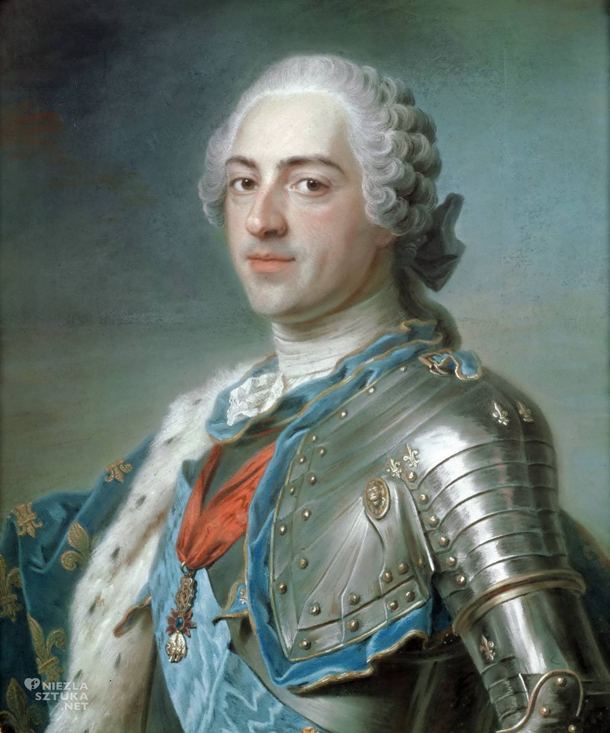 Maurice Quentin de La Tour, Portret Ludwika XV, króla Francji, Ludwik XV, sztuka francuska, portret króla, niezła sztuka