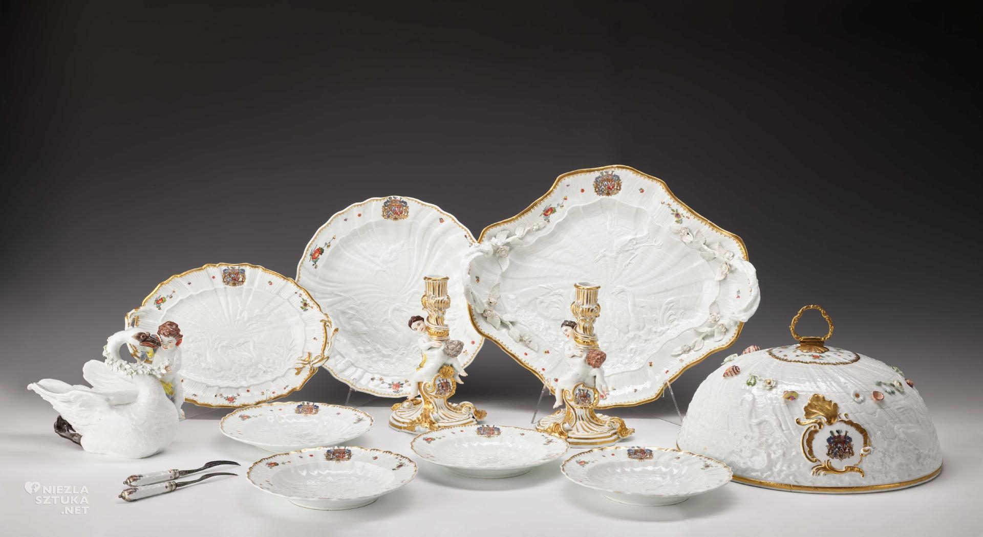 serwis Henryka Brühla zwany łabędzim, manufaktura Porcelany w Miśni, porcelana, serwis łabędzi, niemiecka porcelana, niezła sztuka