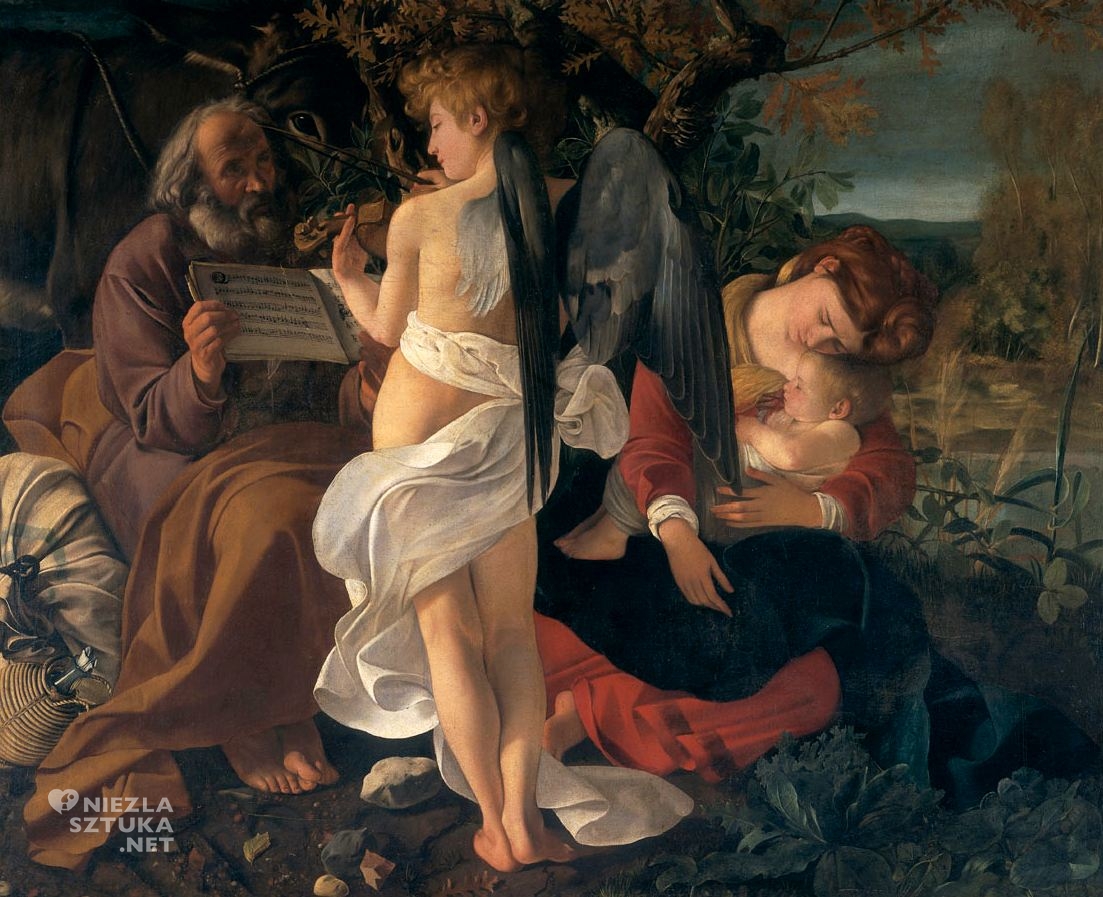 Caravaggio, Odpoczynek w drodze do Epiptu, Egipt, biblia, niezła sztuka