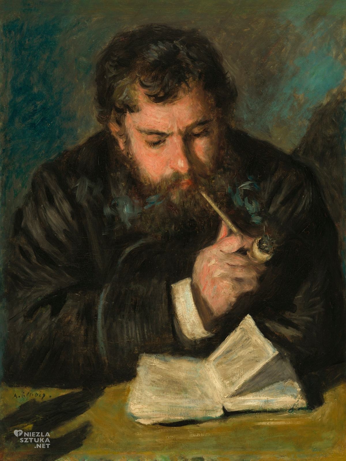 Auguste Renoir, Claude Monet, portret artysty, sztuka francuska, portret, niezła sztuka