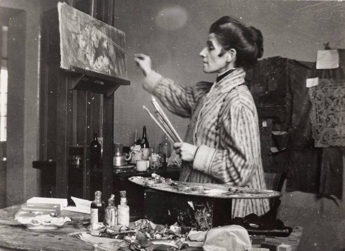 Olga Boznańska w pracowni w domu, fotografia, portret, kobiety w sztuce, Niezła Sztuka