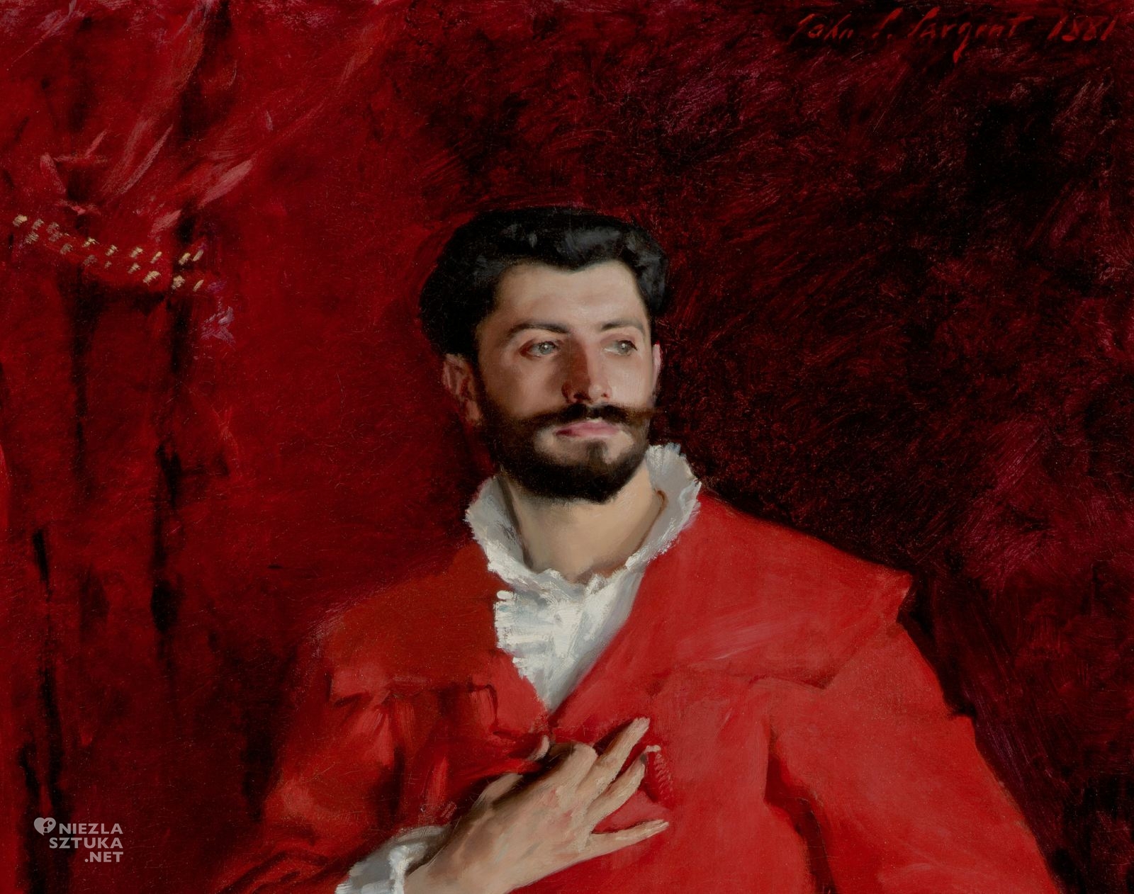 John Singer Sargent, Dr Pozzi w domu, czerwony strój, moda, moda w sztuce, portret męski, niezła sztuka