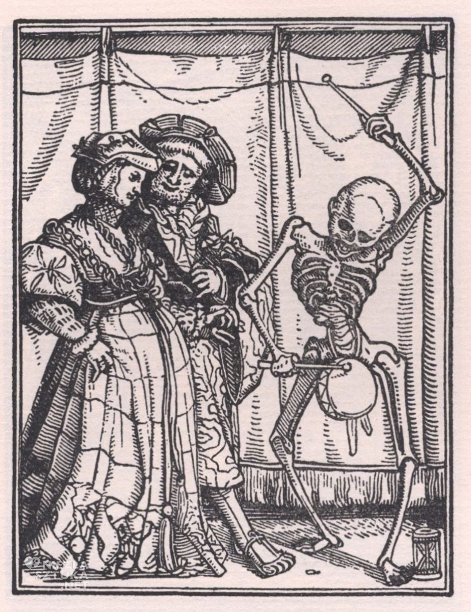 Hans Holbein młodszy, Motyw danse macabre, śmierć grająca na bębenku, sztuka średniowieczna, niezła sztuka