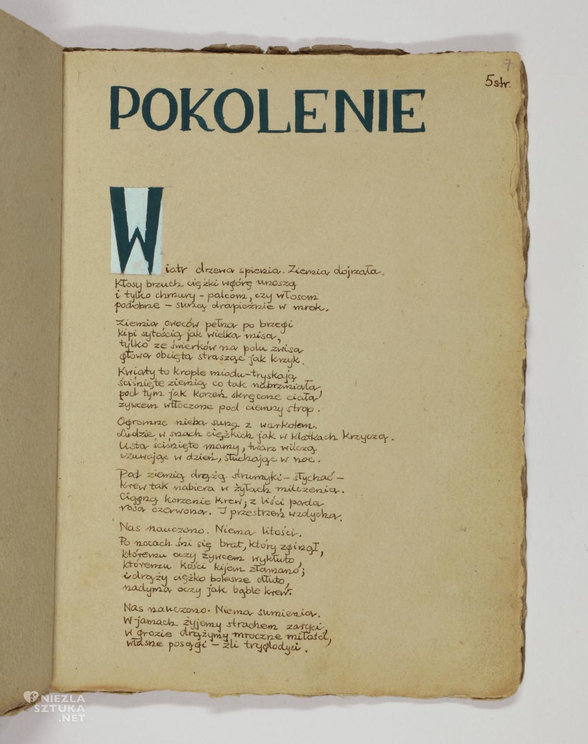 Krzysztof Kamil Baczyński, Pokolenie, 1943, rękopis, wiersz, poeta, Niezła Sztuka