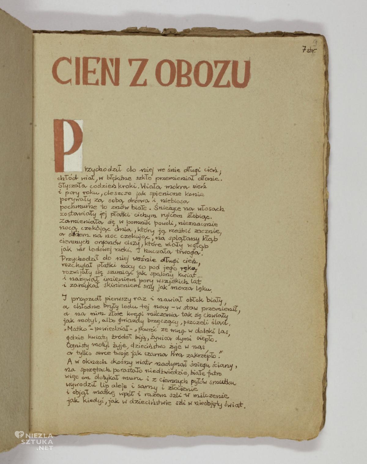 Krzysztof Kamil Baczyński, Cień z obozu, Wiersz, 1943, poeta, rękopis, Niezła Sztuka