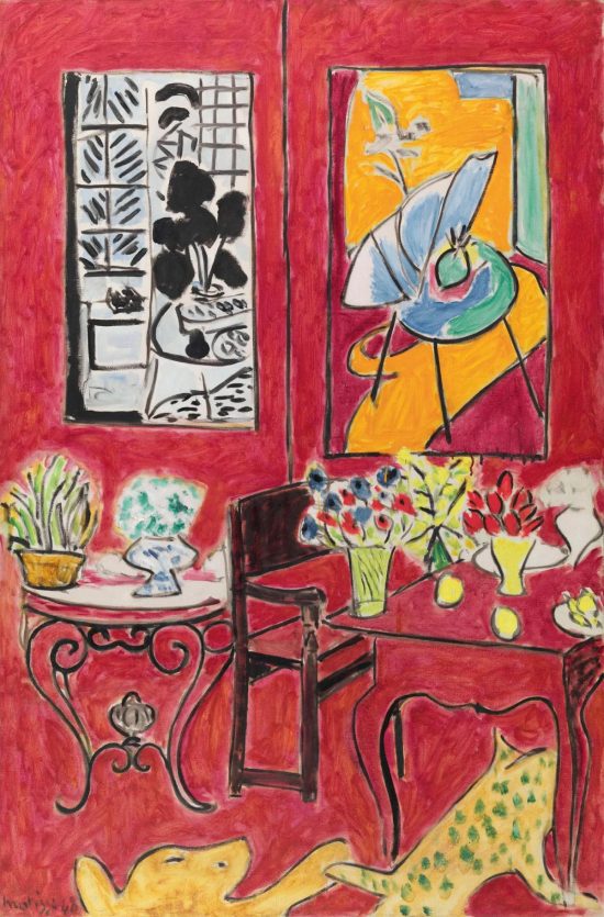 Henri Matisse, Wielkie czerwone wnętrze, Grand Intérieur rouge, sztuka francuska, wnętrze studia, obraz na obrazie, niezła sztuka