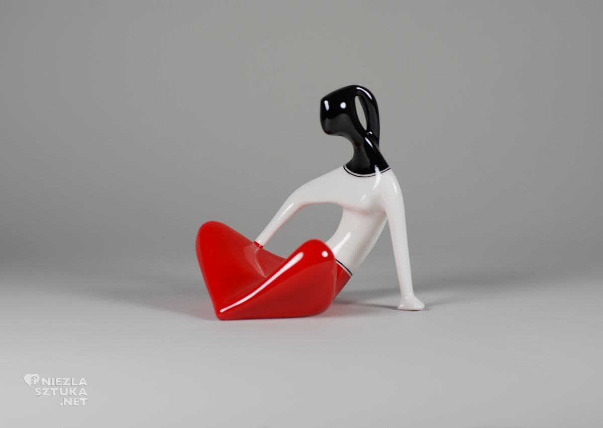 Henryk Jędrasiak, Dziewczyna siedząca, Instytut Wzornictwa Przemysłowego, Warszawa, design, PRL, figurki, ceramiczne figurki, zwierzęta, niezła sztuka