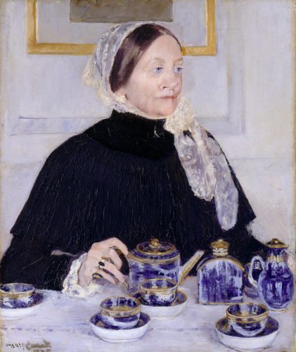 Mary Cassatt, Dama przy stole do herbaty, sztuka amerykańska, kobiety w sztuce, porcelana, niezła sztuka