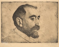 Leon Wyczółkowski, Teodor Axentowicz – popiersie w prawo, grafika, sztuka polska, portret, niezła sztuka