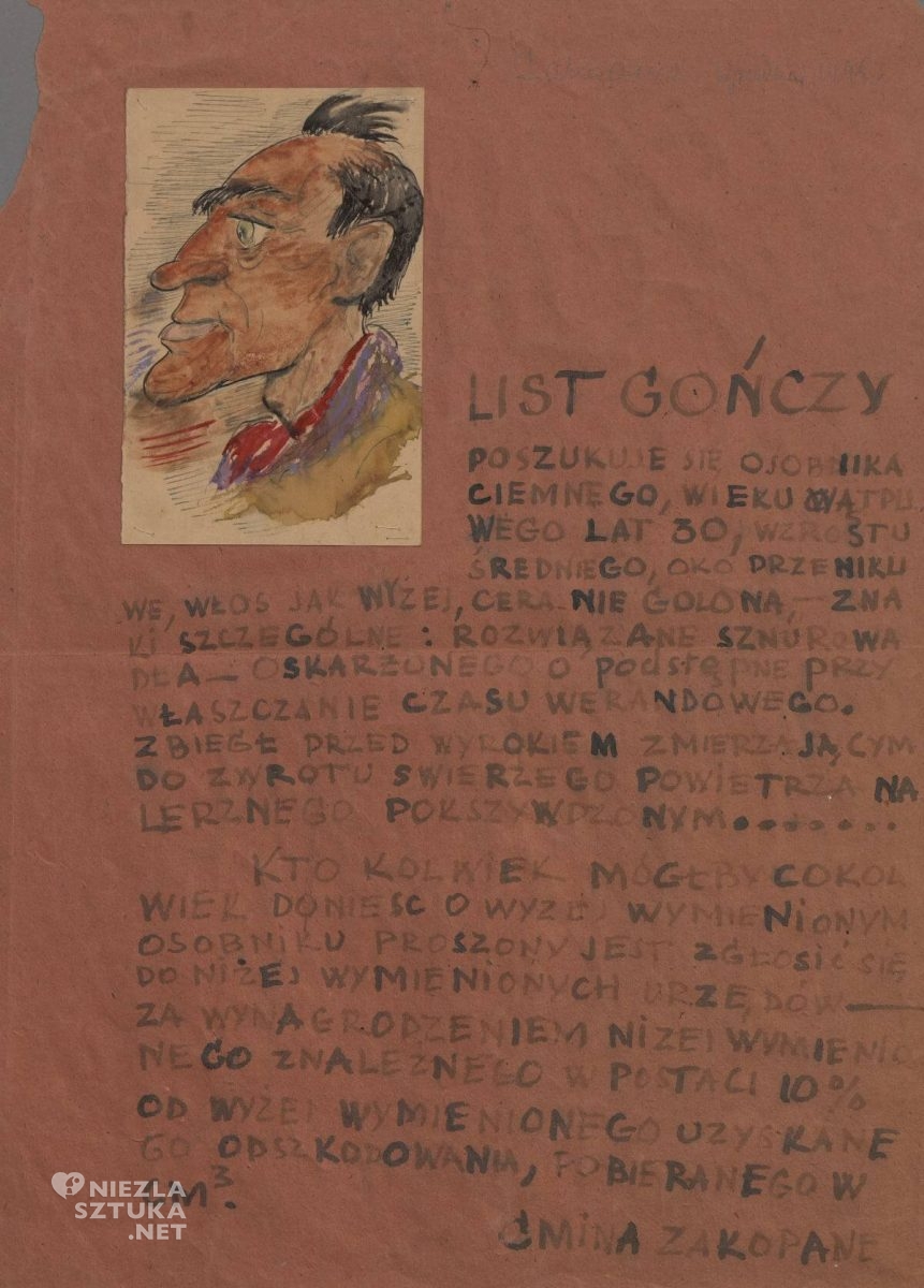 Alfons Karny, List Gończy, karykatura, sztuka polska, niezła sztuka
