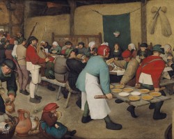 Pieter Bruegel starszy, Chłopskie wesele, scena rodzajowa, malarstwo niderlandzkie, niezła sztuka