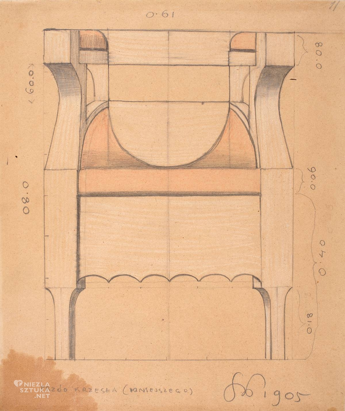 Stanisław Wyspiański, taboret, projekt mebli, meble, design, sztuka polska, niezła sztuka