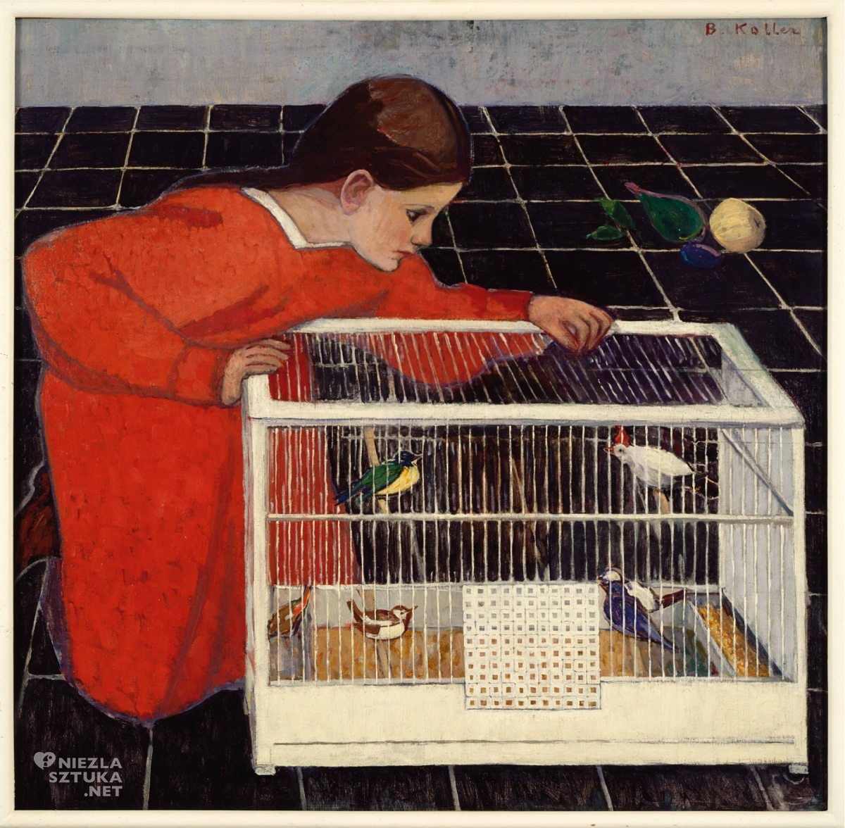 Broncia Koller-Pinell, Silvia Koller z klatką dla ptaków, kobiety w sztuce, sztuka austriacka, niezła sztuka