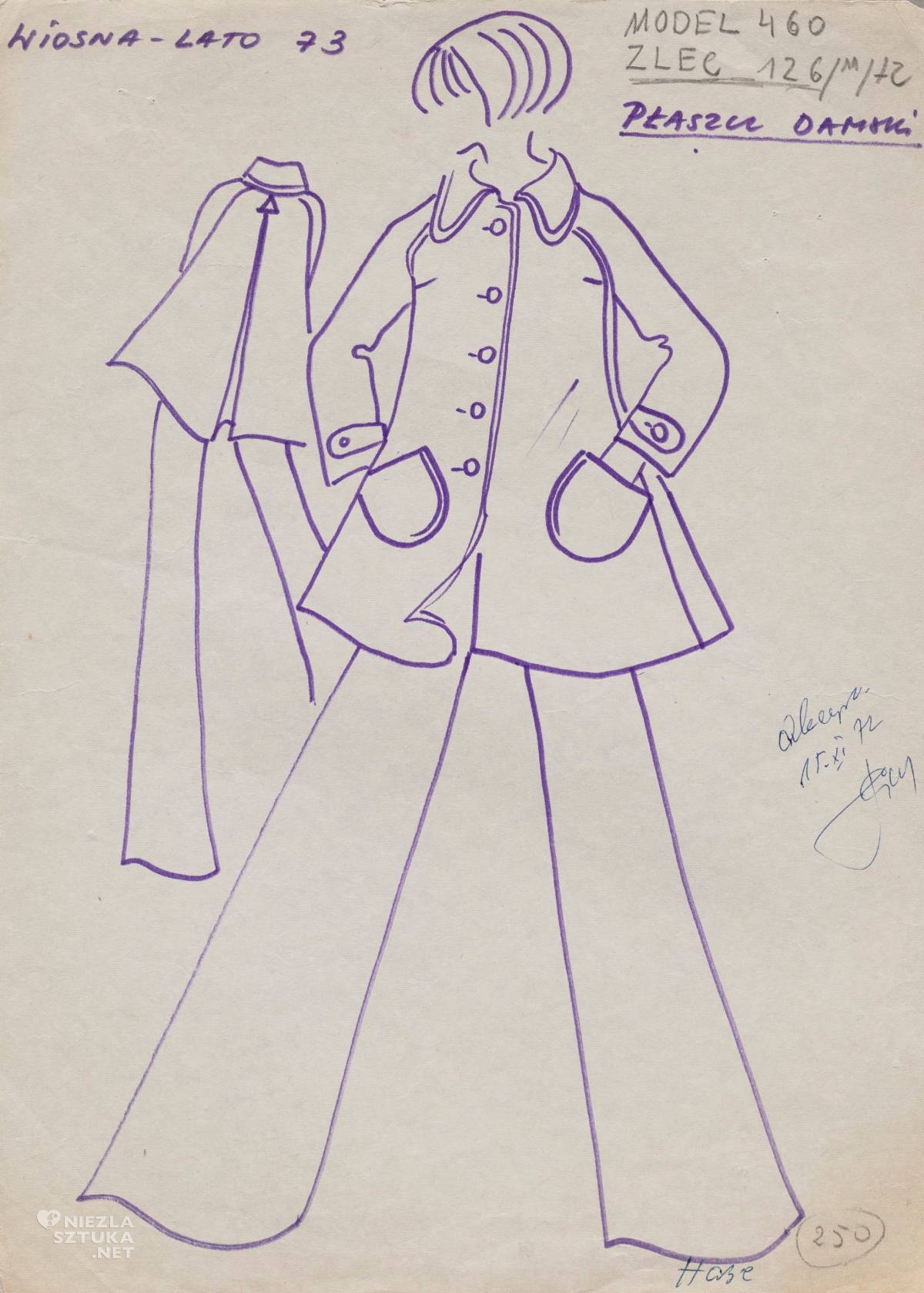 Grażyna Hase, Projekt krótkiego płaszcza damskiego, projektantka, moda, moda polska, Niezła Sztuka