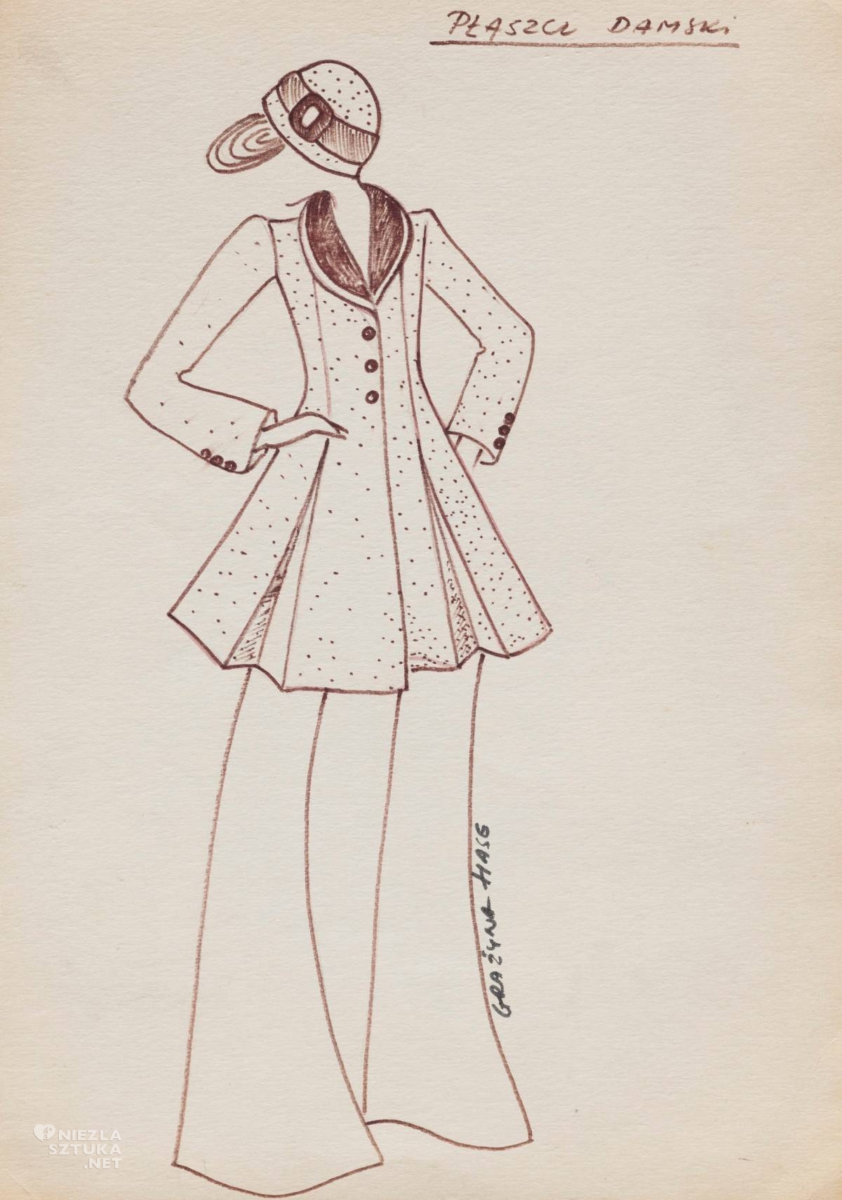 Grażyna Hase, Projekt płaszcza damskiego, projektantka, moda, moda polska, Niezła Sztuka