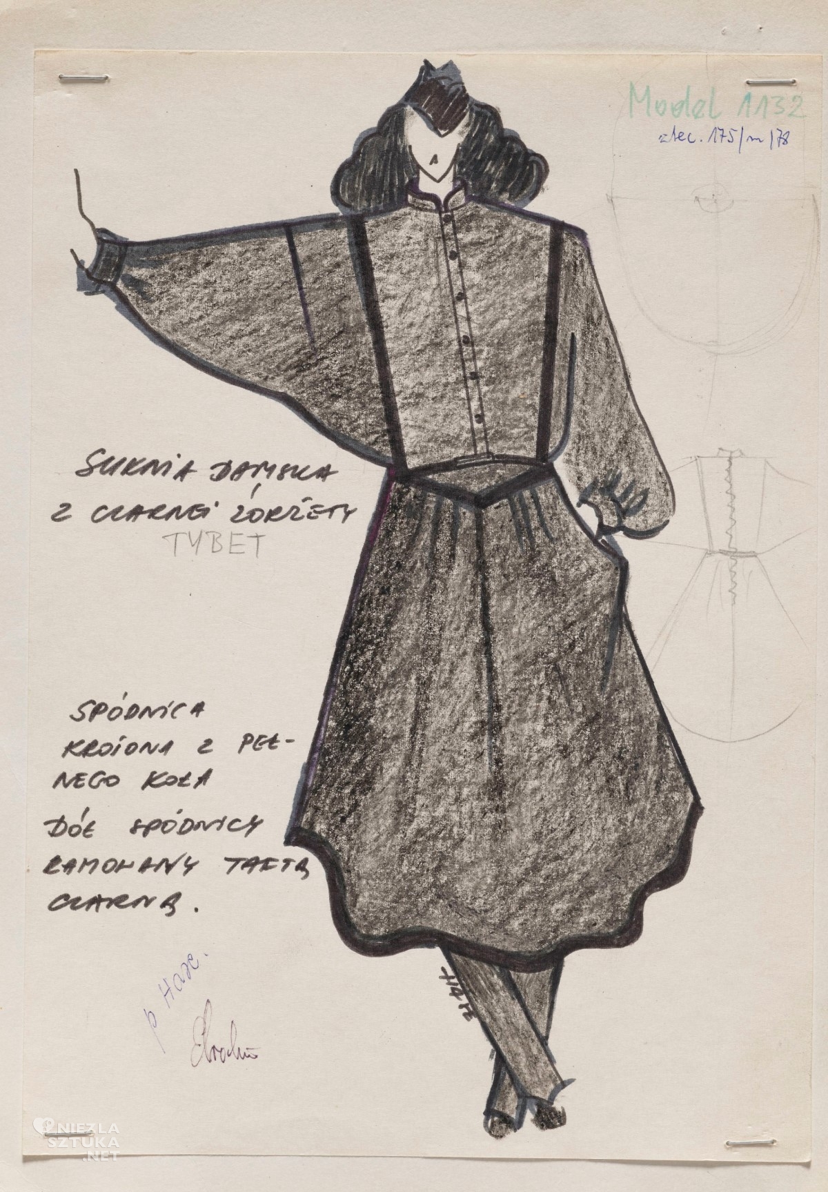 Grażyna Hase, projekt sukni z czarnej żorżety, moda, moda polska, Niezła Sztuka