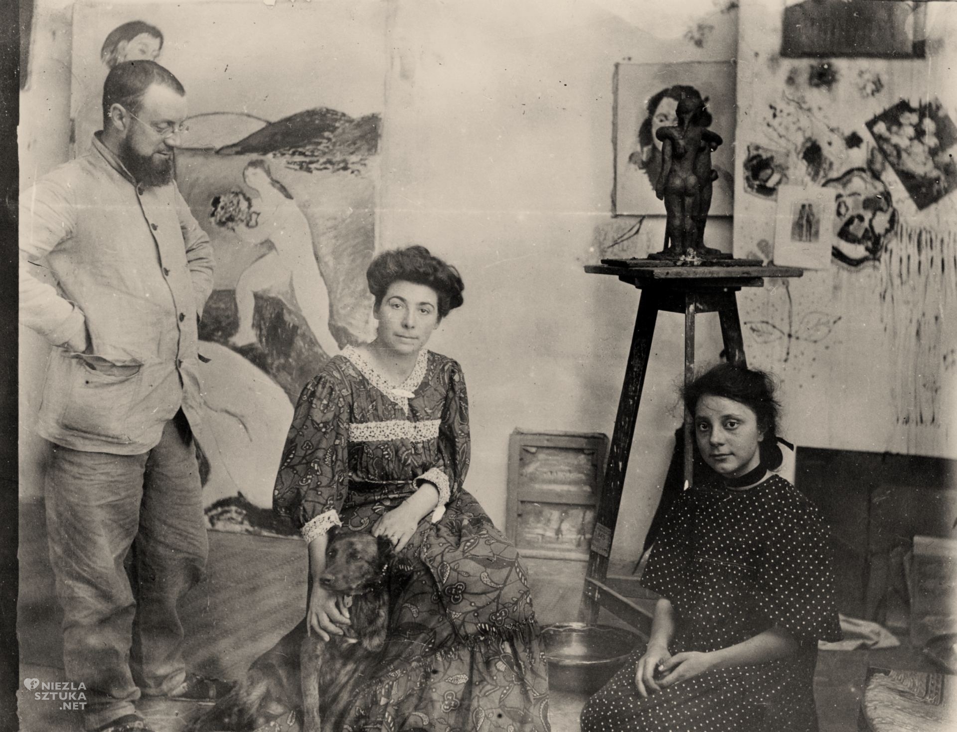 Matisse z rodziną, Henri Matisse, Amélie Matisse i Marguerite Matisse w Collioure, zdjęcie rodzinne, artysta z rodziną, artysta francuski, Niezła sztuka