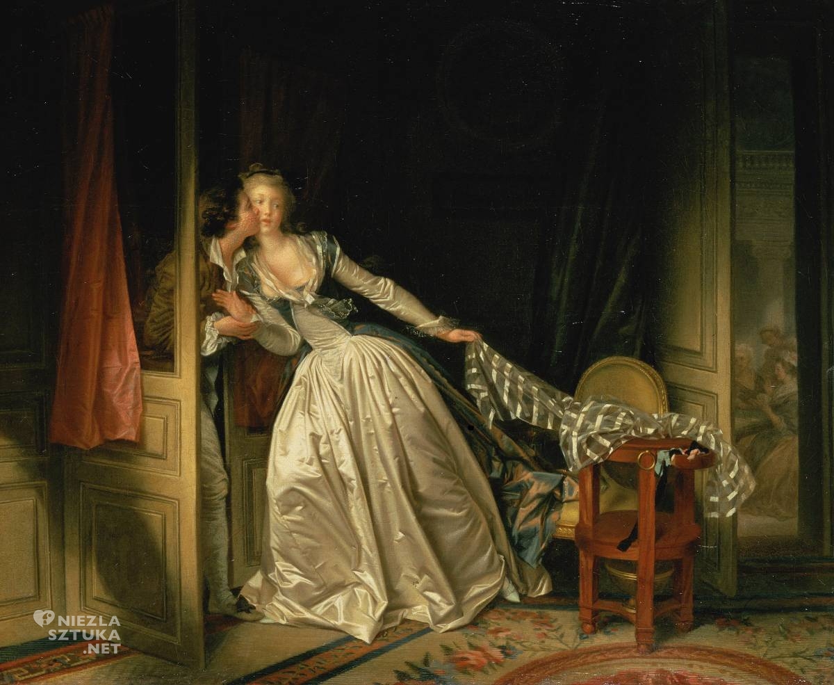 Jean-Honoré Fragonard, Skradziony pocałunek, sztuka francuska, rokoko, niezła sztuka