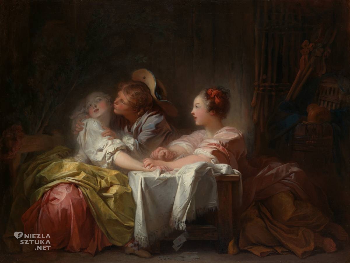 Jean-Honoré Fragonard, Wygrany pocałunek, sztuka francuska, rokoko, niezła sztuka