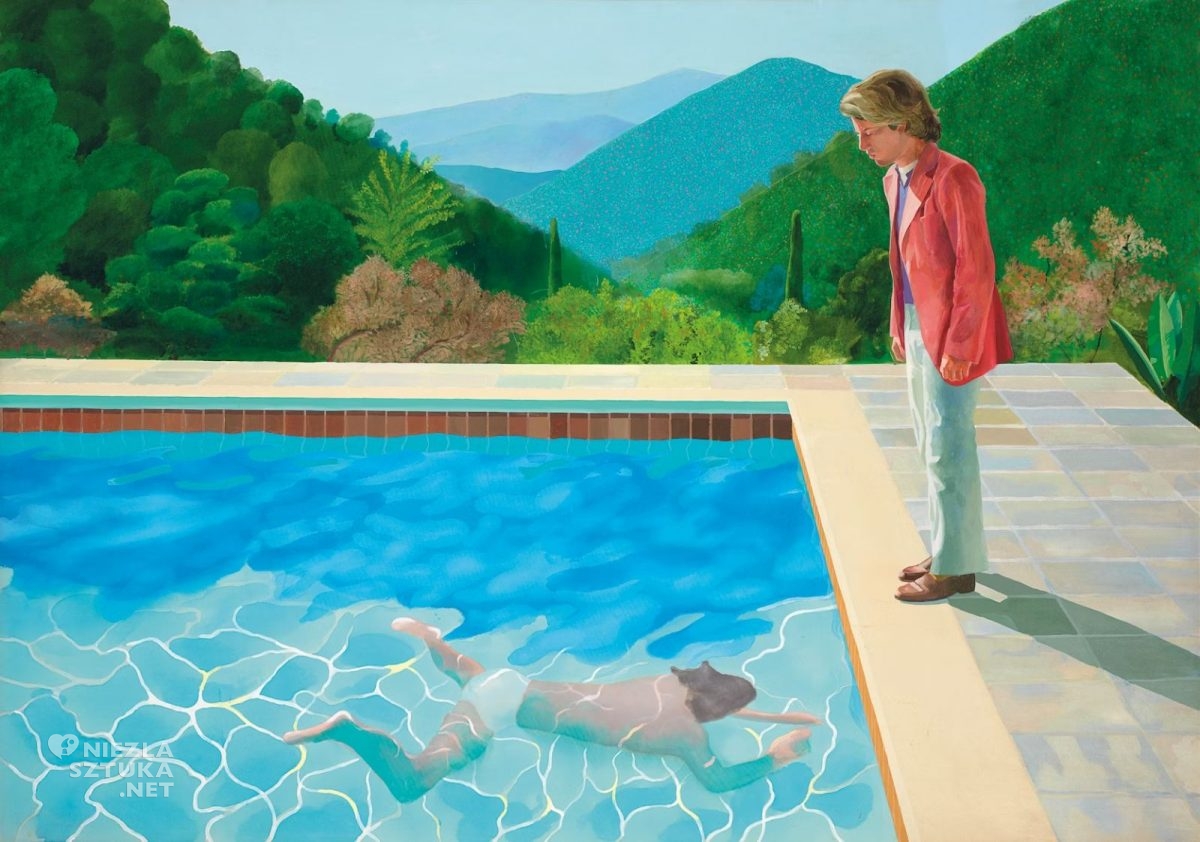 David Hockney, Portret artysty, basen z dwoma postaciami, basen, sztuka angielska, sztuka współczesna, niezła sztuka