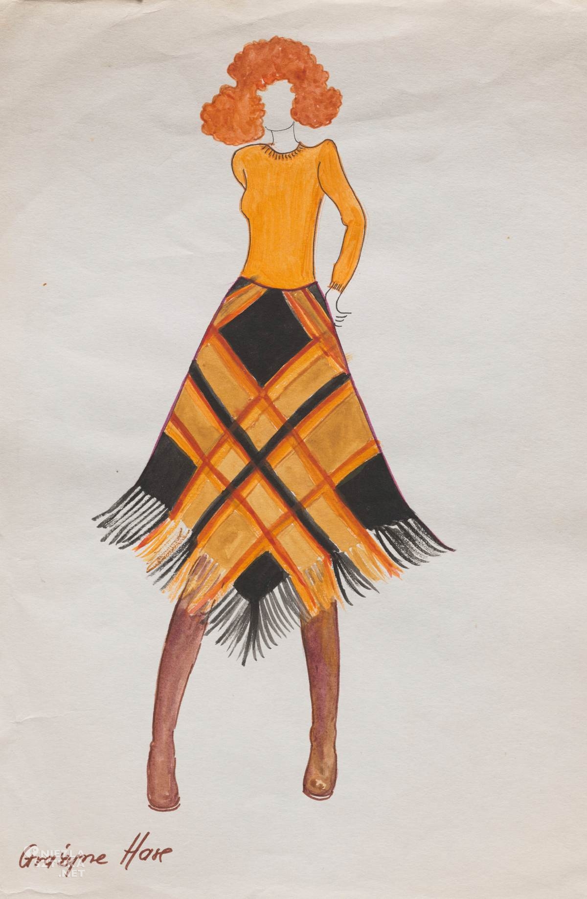 Grażyna Hase, Projekt swetra i spódnicy z frędzlami, moda, moda polska, projektantka, Niezła Sztuka