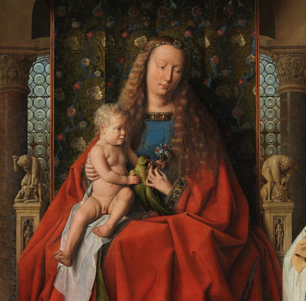 Jan van Eyck Madonna kanonika van der Paele, malarstwo niderlandzkie, motywy religijne, niezła sztuka