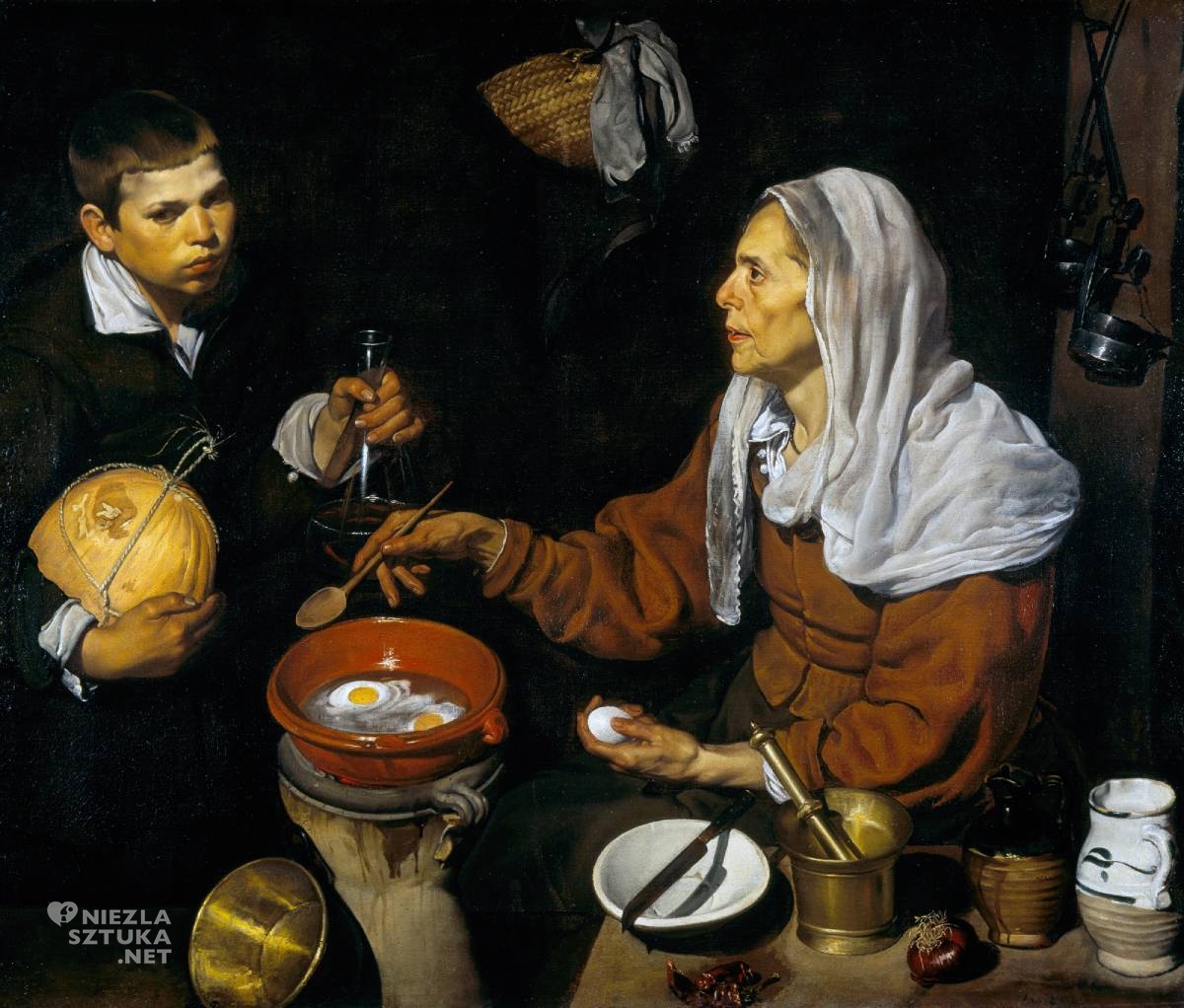 Diego Velázquez, Stara kucharka, kobieta smażąca jajka, sztuka hiszpańska, niezła sztuka