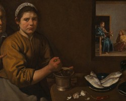 Diego Velázquez, Chrystus w domu Marii i Marty, scena religijna, przypowieść, niezła sztuka