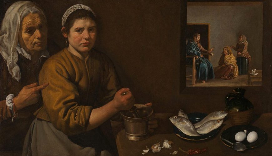 Diego Velázquez, Chrystus w domu Marii i Marty, scena religijna, przypowieść, niezła sztuka