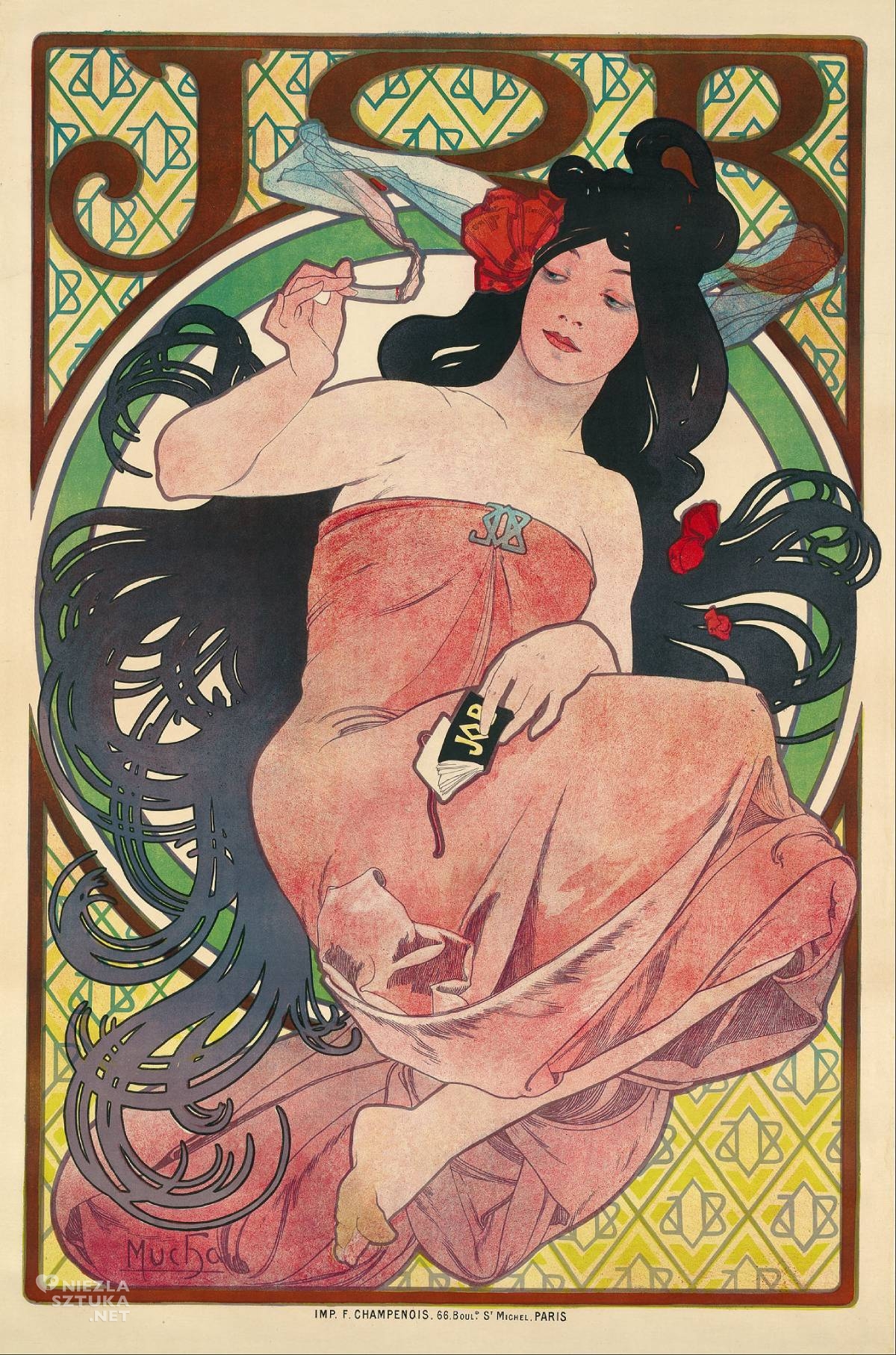 Alfons Mucha, Reklama papierosów, Job, Art Nouveau, secesja, sztuka secesyjna, sztuka czeska, niezła sztuka