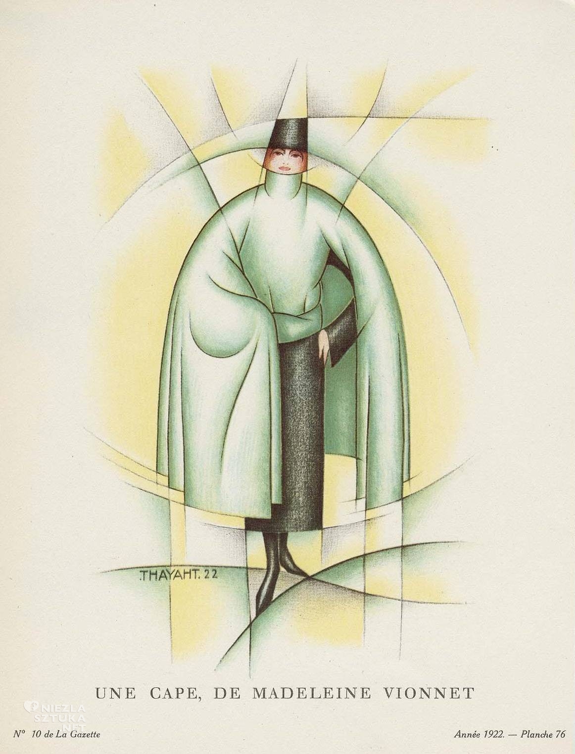Thayaht (Ernesto Michahelle), Peleryna, autorstwa Madeleine Vionnet, Gazette du Bon Ton, dom mody Vionnet, Madeleine Vionnet, moda, design, moda francuska, niezła sztuka