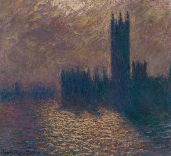Claude Monet, Budynek Parlamentu. Burzowe niebo, sztuka francuska, impresjonizm, niezła sztuka