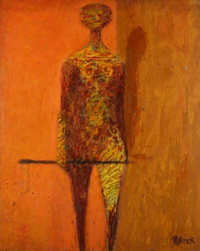 Marek Żuławski, Żółta postać z kijem, sztuka polska, sztuka współczesna, malarstwo współczesne, niezła sztuka