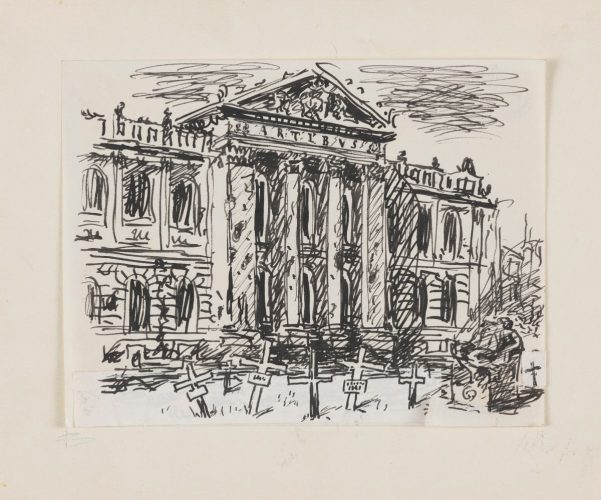 Marek Żuławski, Groby poległych przed gmachem Zachęty, sztuka polska, sztuka współczesna, rysunek, Niezła Sztuka