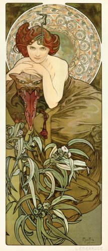 Alfons Mucha, Szmaragd, cykl Kamienie szlachetne, secesja, art nouveau, sztuka czeska, niezła sztuka