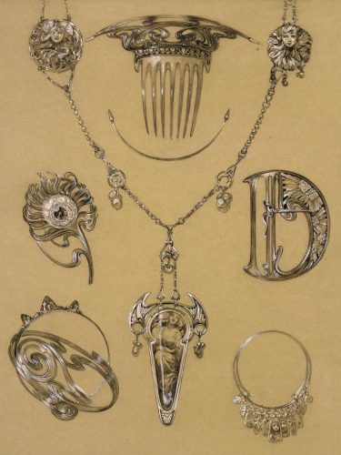 Alfons Mucha, projekty maczyń, karta z Documents Decoratifs, karta z Documents Decoratifs, szkic, niezla sztuka