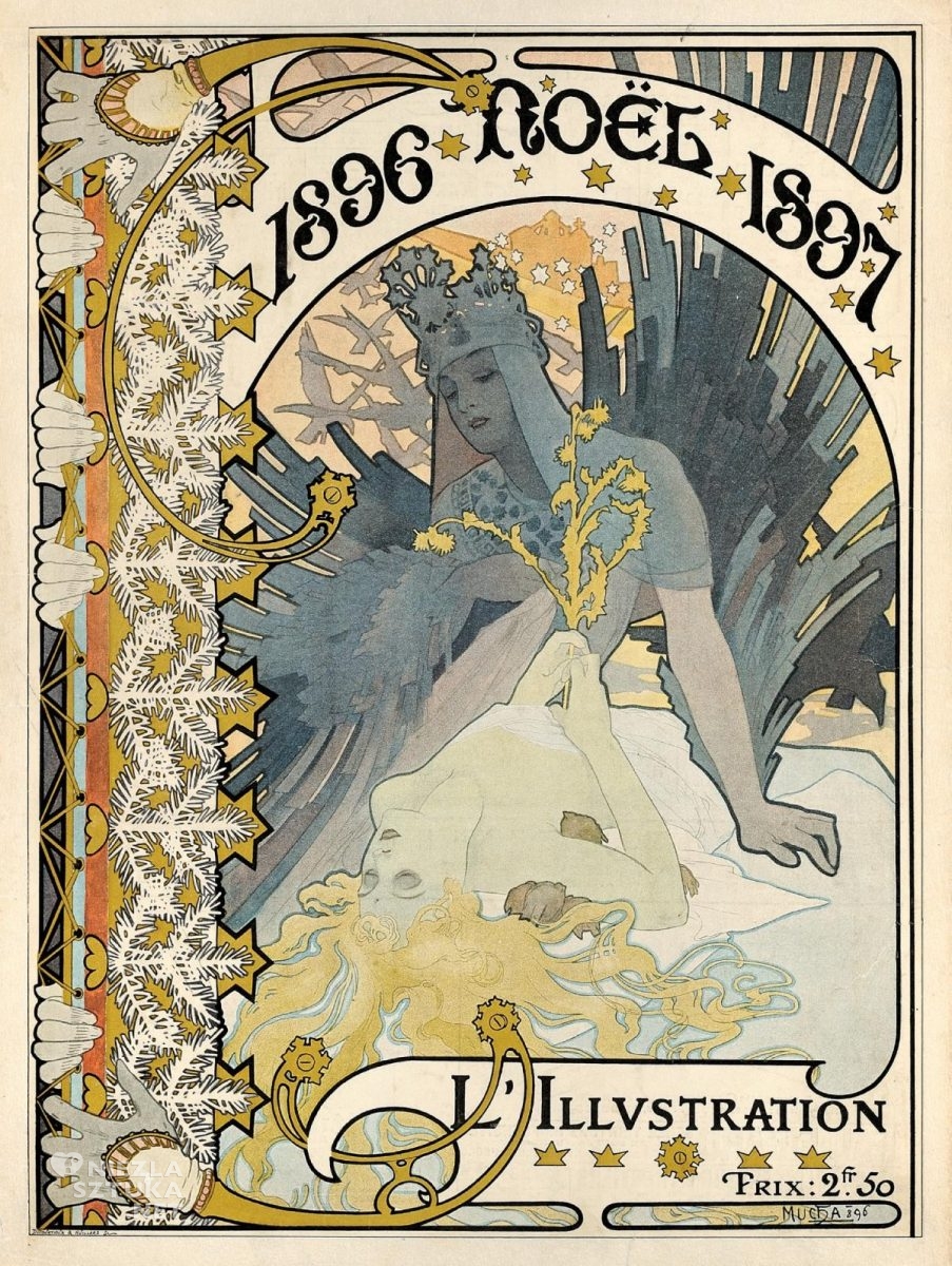 Alfons Mucha, okładka czasopisma L'Illustration, święta, Boże Narodzenie, secesja, art nouveau, niezła sztuka