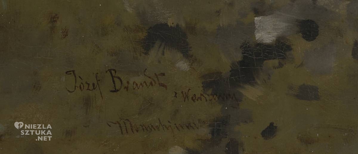 Józef Brandt, Wyjazd na polowanie, sygnatura, niezła sztuka
