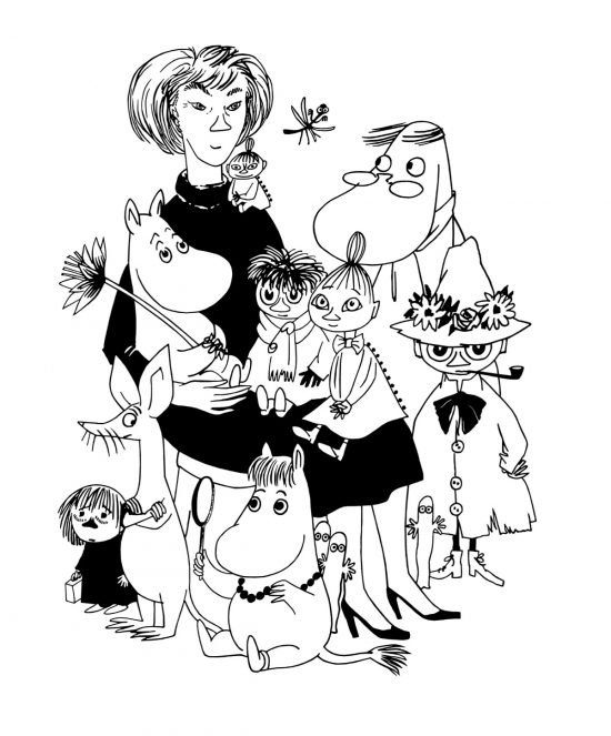 Tove Jansson, Autoportret z muminkami, Moomin Characters, Muminki, ilustracja, niezła sztuka